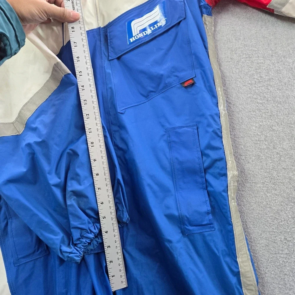 VINTAGE Honda Men Pants XS Red White Blue Colorblock Jumpsuit Racing Hood READ